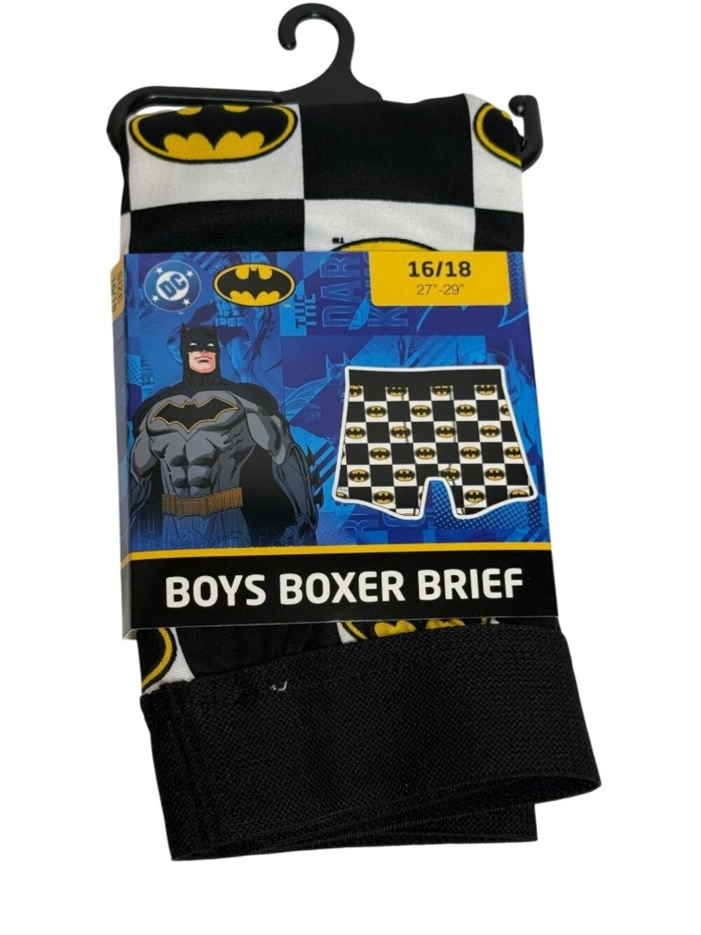 Batman Boys 16/18 Boxer Brief Checkered Logo Print New